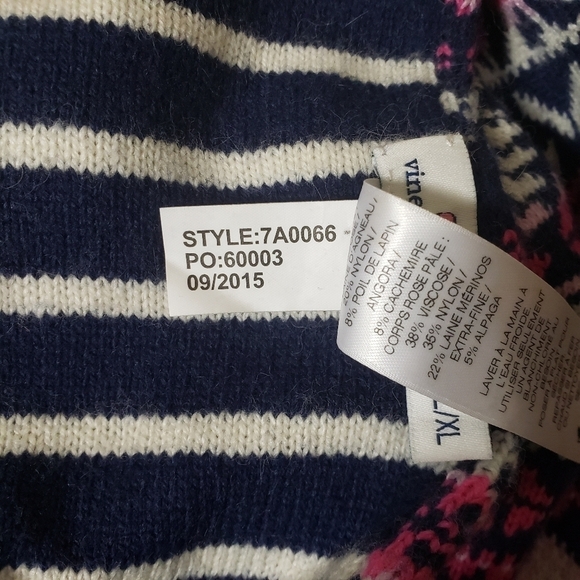 Vineyard Vines Wool/Angora/Cashmere Blend Fair Isle Stripe Reversible Scarf L/XL - Picture 5 of 5